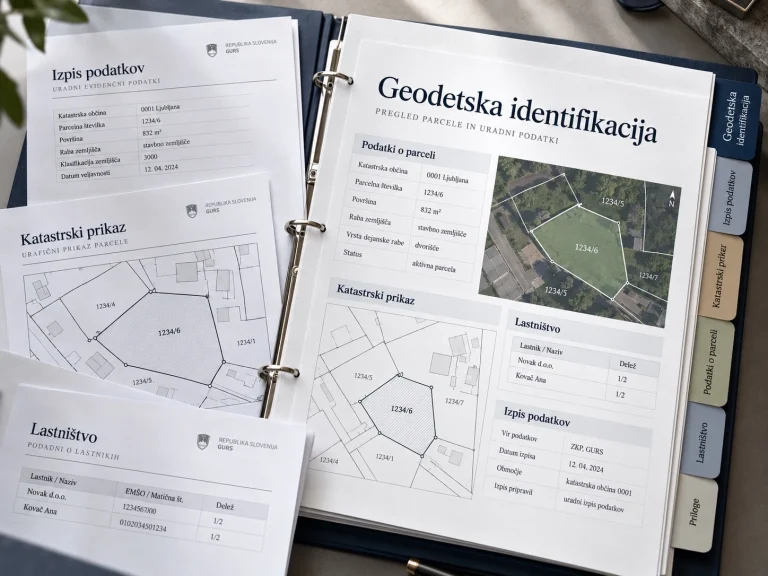 Geodetska skica stavbe in parcel pri projektu JSS Zvezna
